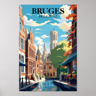 Brugge België Reis Illustratie Poster