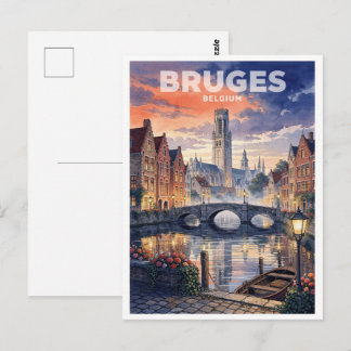 Brugge België Reis in oude stijl Briefkaart