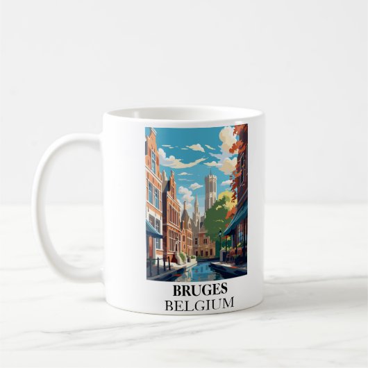 Brugge België Reisillustratie Koffiemok (Links)