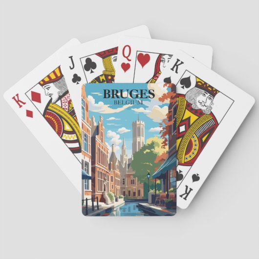 Brugge België Reisillustratie Pokerkaarten (Achterkant)