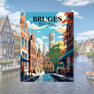 Brugge België Reisillustratie Poster
