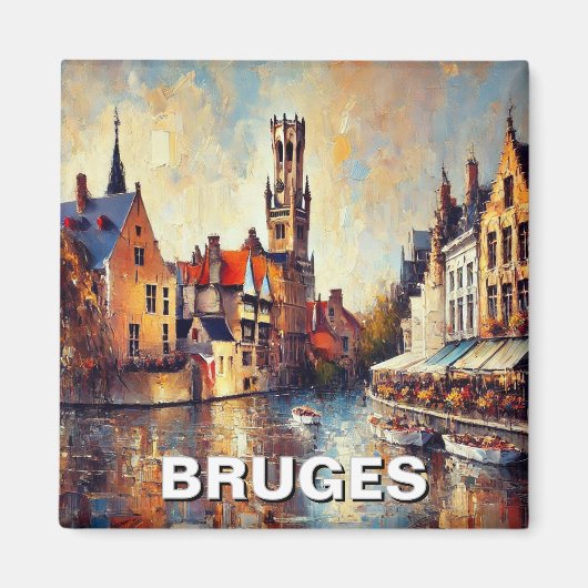 Brugge België Reizen Souvenir Schilderij Magneet (Voorkant)