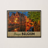 Brugge België 's nachts Legpuzzel (Horizontaal)