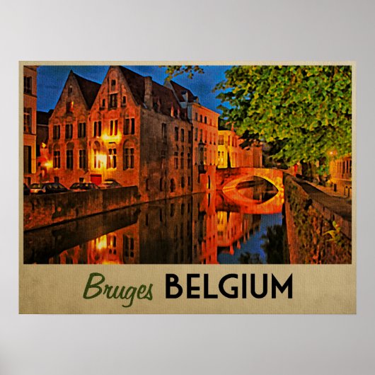 Brugge België 's nachts Poster (Voorkant)