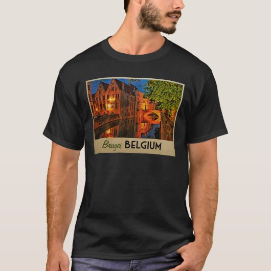 Brugge België 's nachts T-shirt (Voorkant)