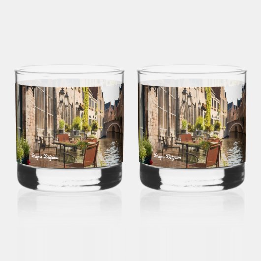 Brugge België schets middeleeuwse | Whisky Glas (Voorkant)