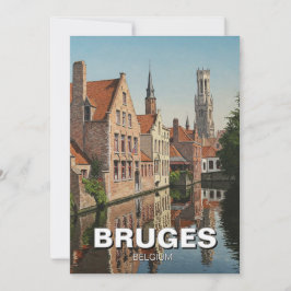Brugge België Travel Souvenir Vintage Feestdagenkaart