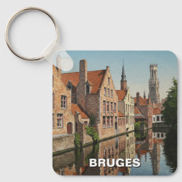 Brugge België Travel Souvenir Vintage Sleutelhanger