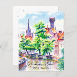 Brugge België Waterverf Schilderij Reizen Briefkaart