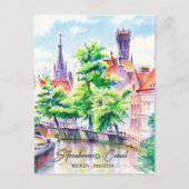 Brugge België Waterverf Schilderij Reizen Briefkaart (Voorkant)