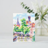 Brugge België Waterverf Schilderij Reizen Briefkaart (Staand voorkant)