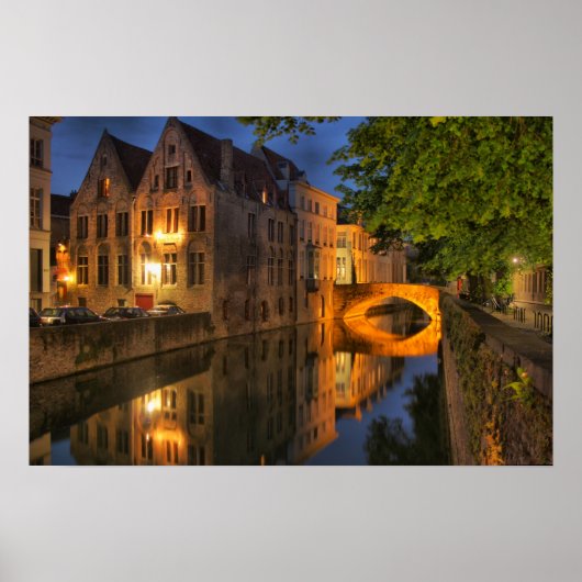 Brugge Belgium Dusk Canal Poster (Voorkant)