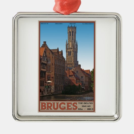 Brugge - De Belfry Metalen Ornament (Voorkant)