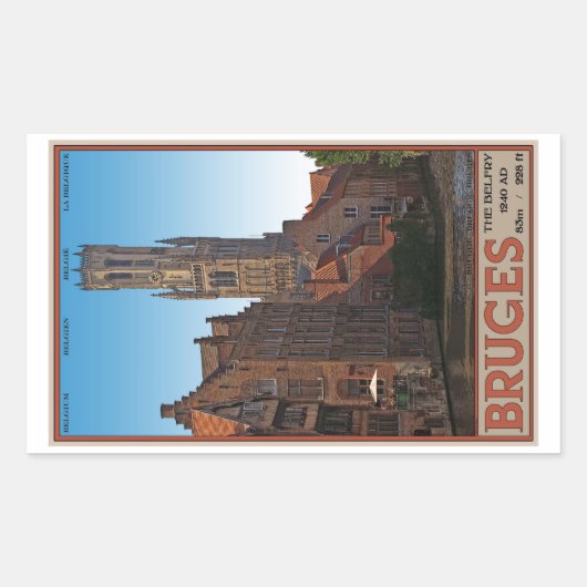 Brugge - De Belfry Rechthoekige Sticker (Voorkant)