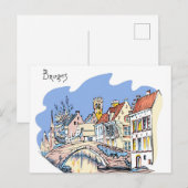 Brugge Kanaal België Illustratie Reizen Briefkaart (Voorkant / Achterkant)