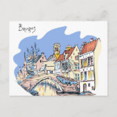 Brugge Kanaal België Illustratie Reizen Briefkaart (Voorkant)