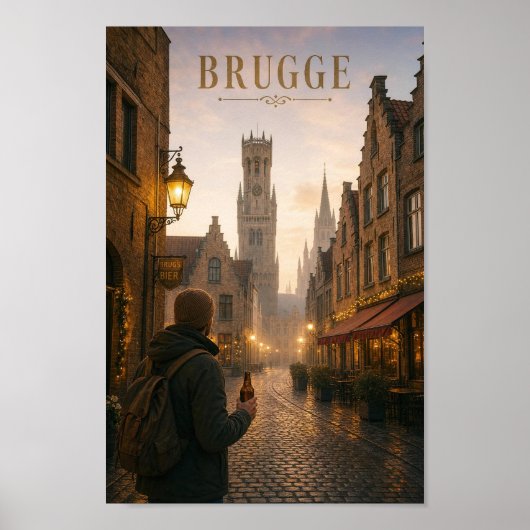 Brugge Klinkerstraat Schemering Escape Poster (Voorkant)