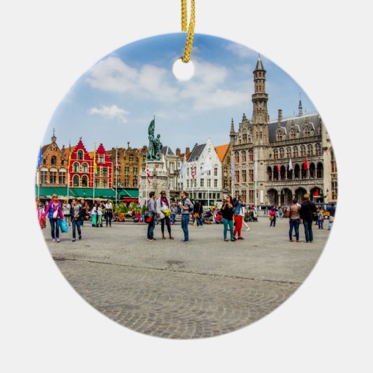 Brugge markt foto plaats keramisch ornament (Voorkant)