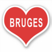 BRUGGE Rood Liefde Hart Vinyl Sticker (Voorkant)