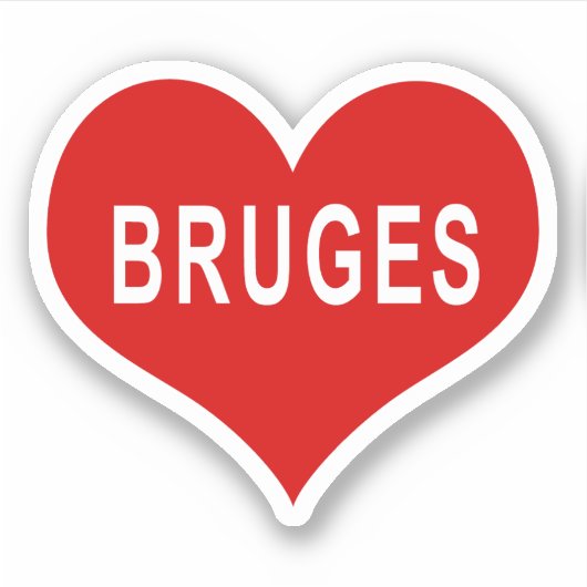 BRUGGE Rood Liefde Hart Vinyl Sticker (Voorkant)