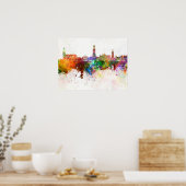 Brugge skyline op waterverf achtergrond poster (Keuken)