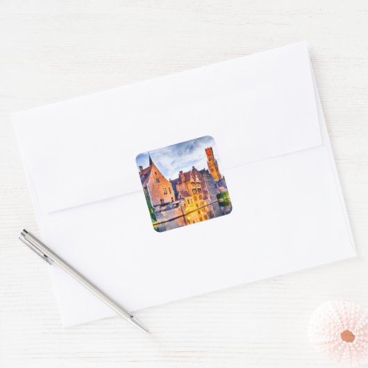 Brugge Vierkante Sticker (Envelop)
