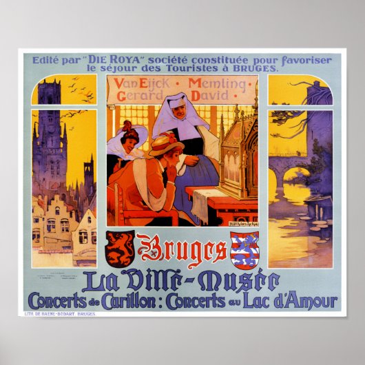 Brugge Vintage Reizen Poster teruggezet (Voorkant)