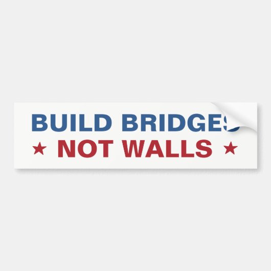 “Bruggen Bouwen, Geen Muren” bumpersticker (Voorkant)