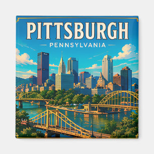 🌉 Bruggen en Silhouet van Pittsburgh Pennsylvania Magneet