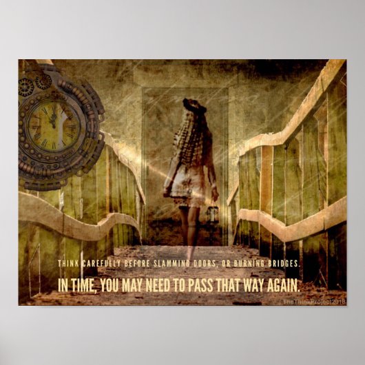 Bruggen met het Motivatie Poster van de branding v (Voorkant)