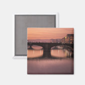 Bruggen over de rivier de Arno bij zonsondergang, Magneet (Voorkant / Achterkant)