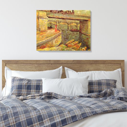 Bruggen over de Seine, Asnieres door Vincent van G Canvas Afdruk (Insitu (Slaapkamer))