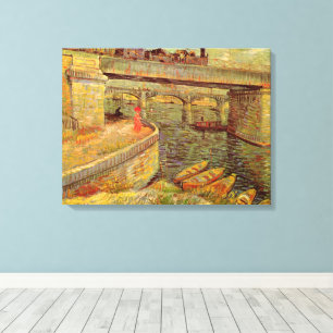 Bruggen over de Seine, Asnieres door Vincent van G Canvas Afdruk
