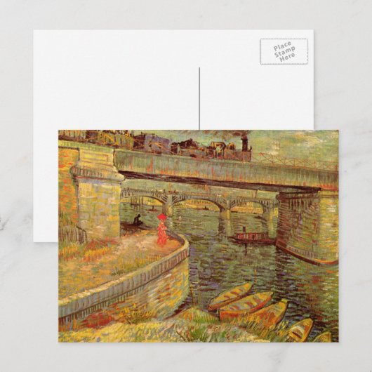 Bruggen over de zegen in Asnieres door Vincent van Briefkaart (Voorkant / Achterkant)