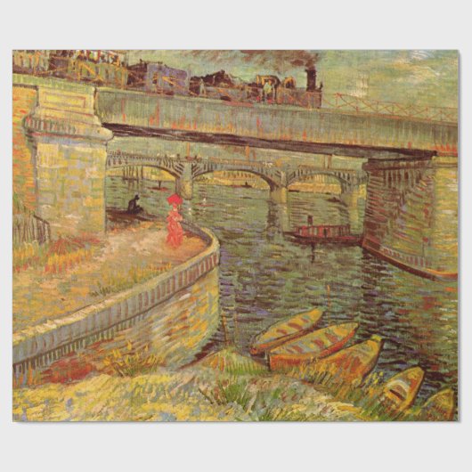 Bruggen over de zegen in Asnieres door Vincent van Cadeaupapier (Vlak)