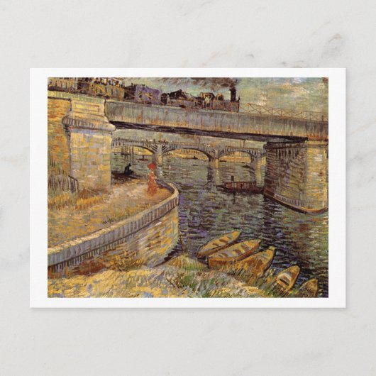 Bruggen over Seine in Asnières, Vincent van Gogh Briefkaart (Voorkant)