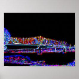 Brugovergang over Ohio River in neonlichten Poster
