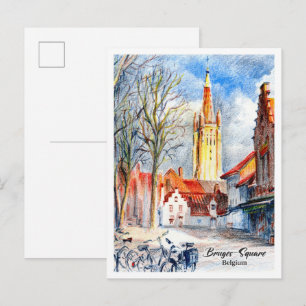 Brugse Markt België Kleurpotloden Briefkaart