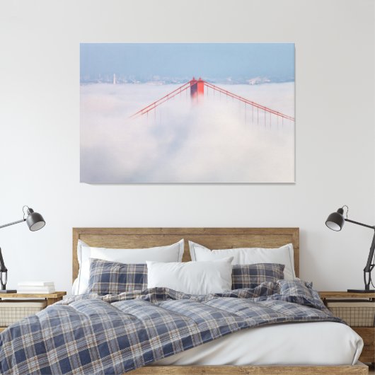 Brugtoren in de mist canvas afdruk (Insitu (Slaapkamer))