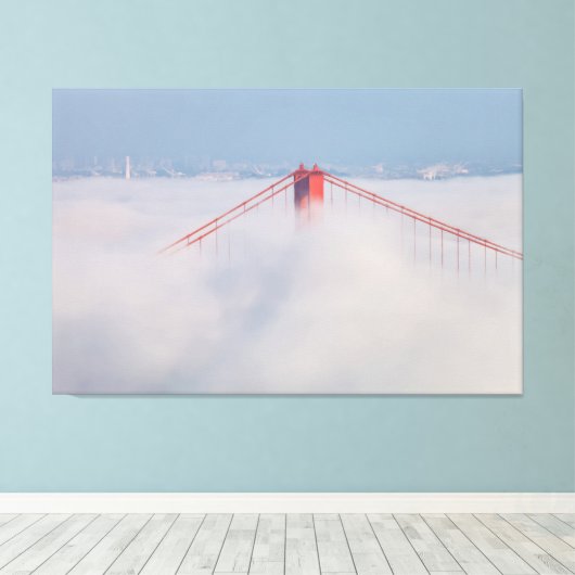 Brugtoren in de mist canvas afdruk (Insitu (Houten vloer))