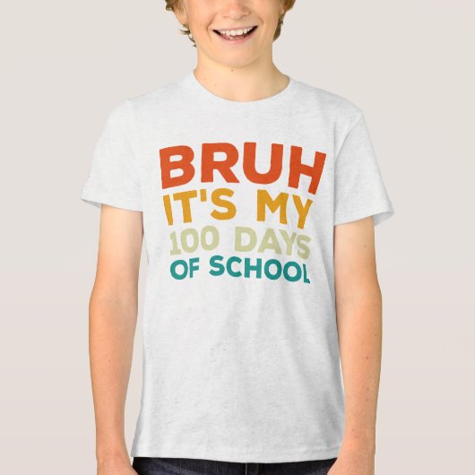 Bruh 100 dagen school 100ste dag schooljongens Tri-Blend shirt (Voorkant)