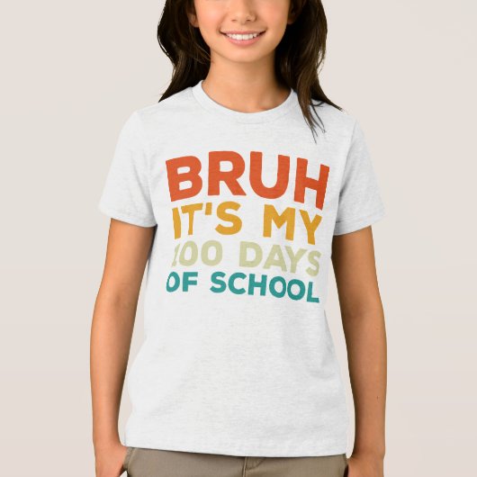 Bruh 100 dagen school 100ste dag schooljongens Tri-Blend shirt (Voorkant)