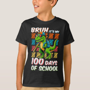 Bruh 100 dagen van school Kinder dinosaurus 100ste T-shirt