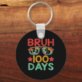 Bruh 100 Days Of School 100th Day Of School Retro Sleutelhanger (Voorkant)