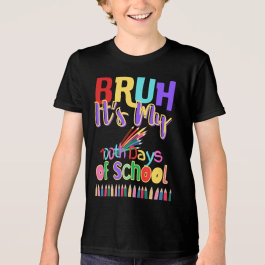 Bruh 100ste schooldag Tri-Blend shirt (Voorkant)