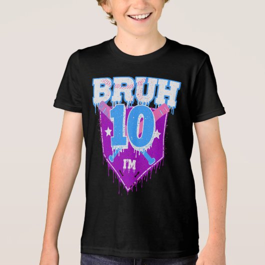 Bruh 1e verjaardag Baseball Drip T-shirt (Voorkant)