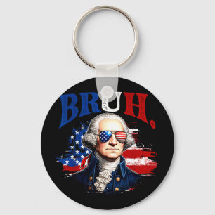 Bruh 4 juli grappige george washington usa vlag sleutelhanger