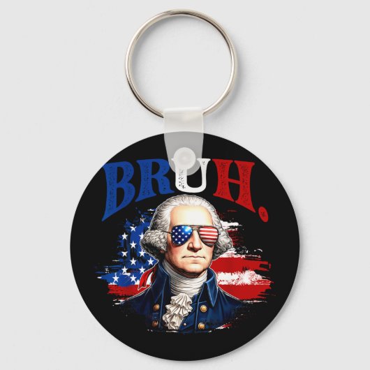 Bruh 4 juli grappige george washington usa vlag sleutelhanger (Voorkant)