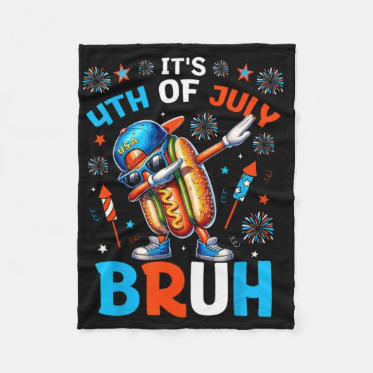 Bruh 4 juli Jongens Kinder hotdog Funny Vierde van Fleece Deken (Voorkant)