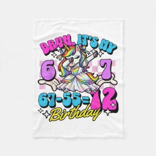 Bruh 67-5512 12e verjaardag Dabbing Eenhoorn Meisj Fleece Deken